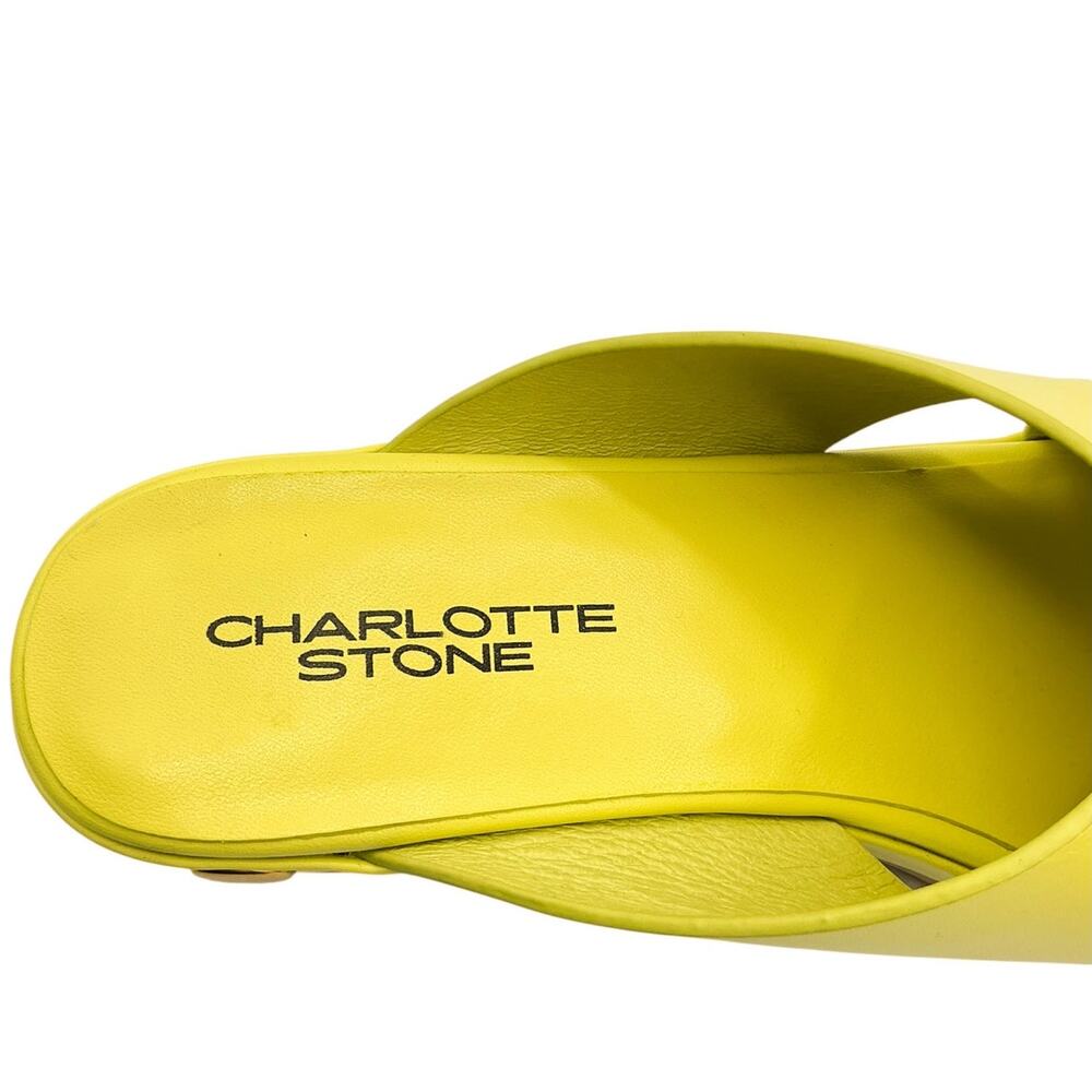Charlotte Stone Amos Studded Chartreuse Yellow Platform Clog Sandals Size 7 - Picture 9 of 11